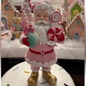 Pink and Gold Holiday Decor Santa Figurine